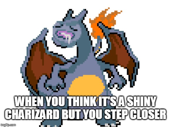 WHEN YOU THINK IT'S A SHINY CHARIZARD BUT YOU STEP CLOSER | made w/ Imgflip meme maker