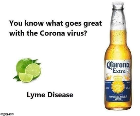 This was emailed to me so I'm not sure who created this but it needed to be shared, in all it's inappropriateness. | image tagged in coronavirus,corona,virus,lyme,lime | made w/ Imgflip meme maker
