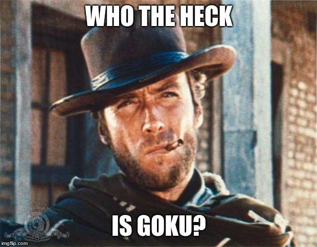 Clint Eastwood | WHO THE HECK IS GOKU? | image tagged in clint eastwood | made w/ Imgflip meme maker