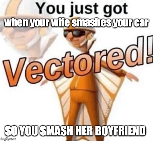 You just got vectored | when your wife smashes your car; SO YOU SMASH HER BOYFRIEND | image tagged in you just got vectored | made w/ Imgflip meme maker