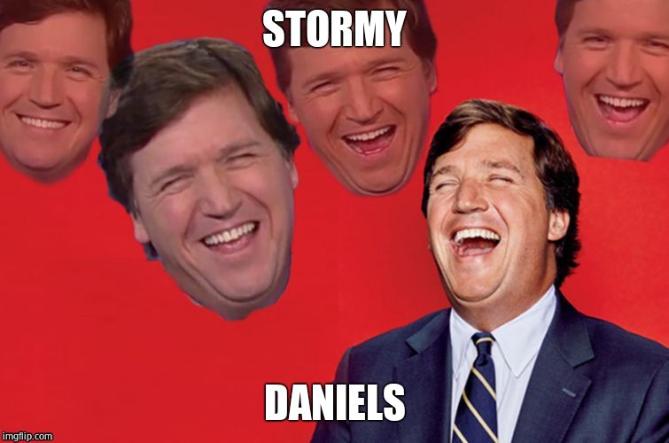Tucker laughs at libs | STORMY DANIELS | image tagged in tucker laughs at libs | made w/ Imgflip meme maker