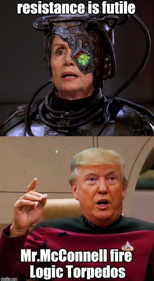 Borg Nancy | image tagged in star trek,president trump,nancy pelosi | made w/ Imgflip meme maker