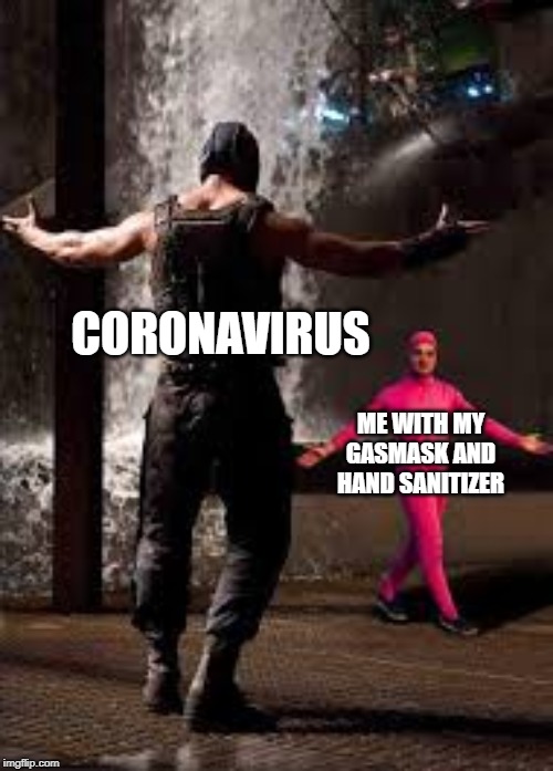 CORONAVIRUS; ME WITH MY GASMASK AND HAND SANITIZER | image tagged in coronavirus,memes | made w/ Imgflip meme maker