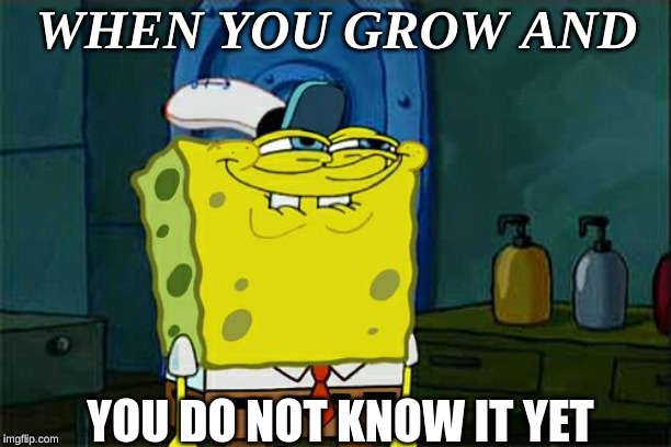 Don't You Squidward Meme |  WHEN YOU GROW AND; YOU DO NOT KNOW IT YET | image tagged in memes,dont you squidward | made w/ Imgflip meme maker