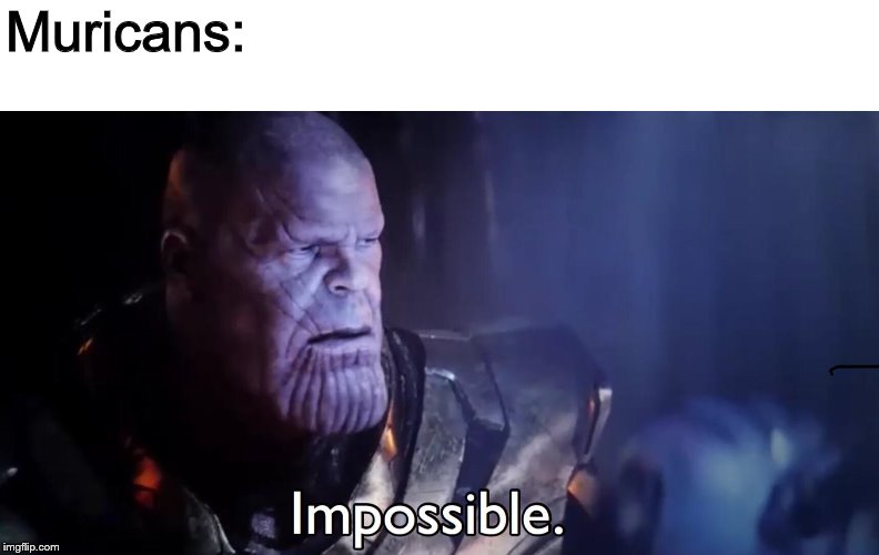 Thanos Impossible | Muricans: | image tagged in thanos impossible | made w/ Imgflip meme maker
