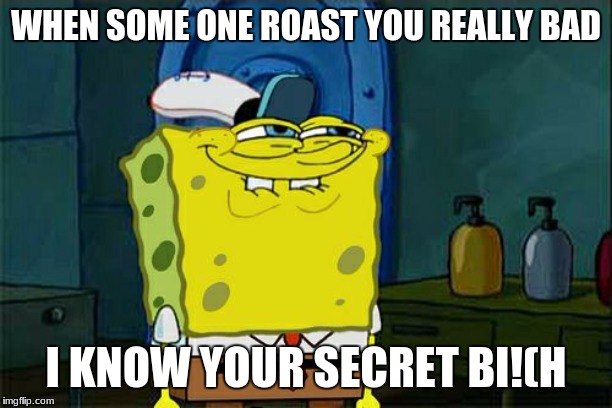 Don't You Squidward Meme | WHEN SOME ONE ROAST YOU REALLY BAD; I KNOW YOUR SECRET BI!(H | image tagged in memes,dont you squidward | made w/ Imgflip meme maker
