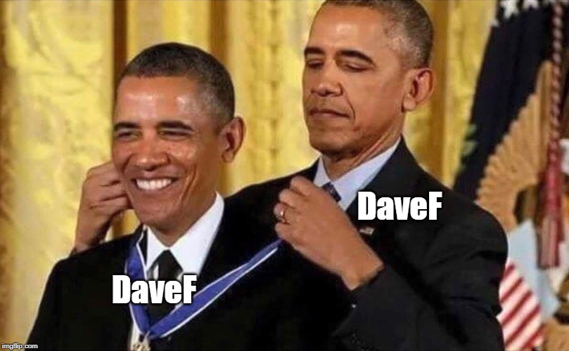 obama medal | DaveF; DaveF | image tagged in obama medal | made w/ Imgflip meme maker