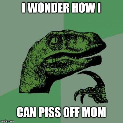 Philosoraptor | I WONDER HOW I; CAN PISS OFF MOM | image tagged in memes,philosoraptor | made w/ Imgflip meme maker