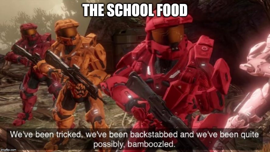 We've been tricked | THE SCHOOL FOOD | image tagged in we've been tricked | made w/ Imgflip meme maker