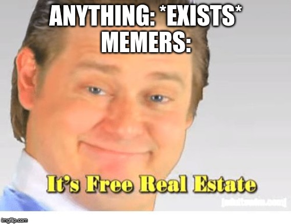 It's Free Real Estate | ANYTHING: *EXISTS*
MEMERS: | image tagged in it's free real estate | made w/ Imgflip meme maker