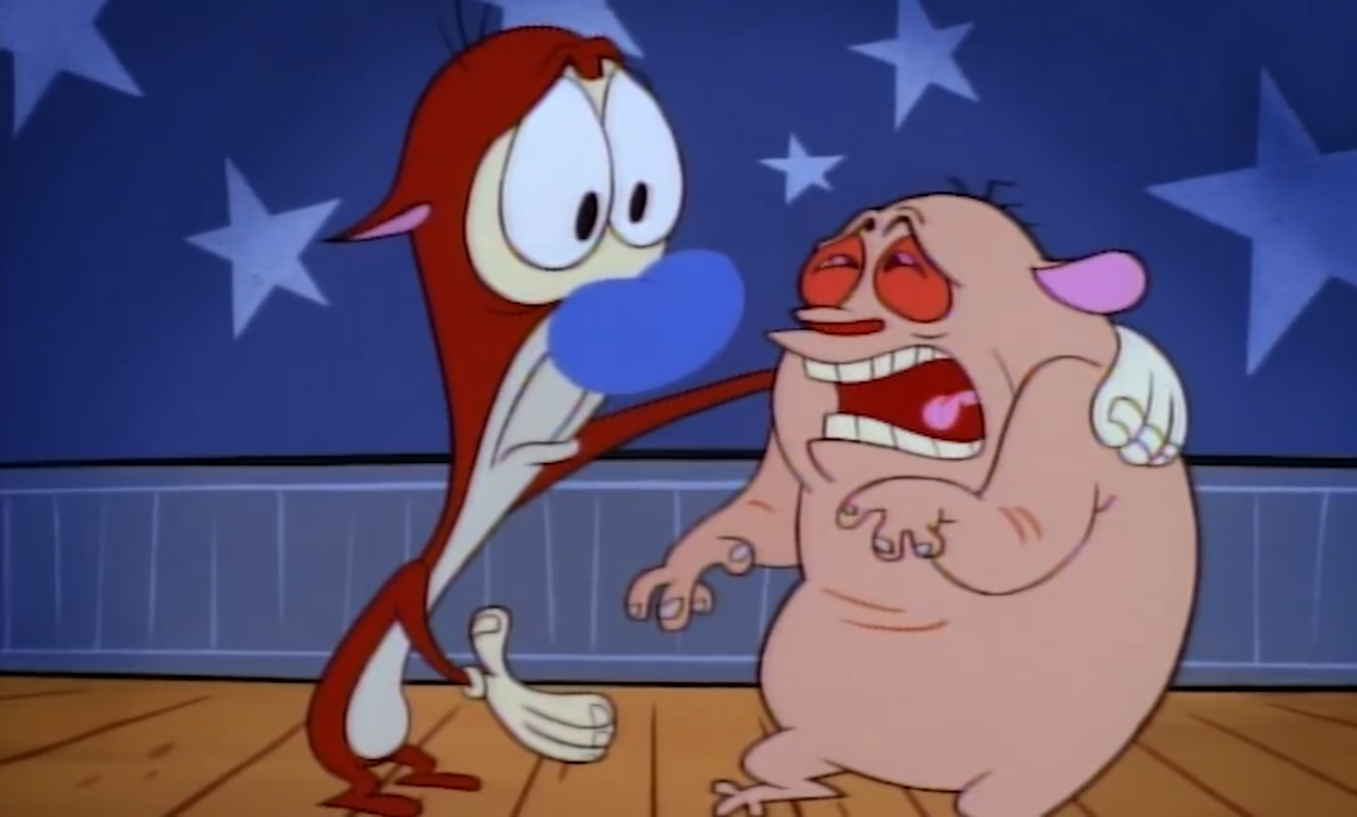 High Quality Ren and Stimpy Lift Up Blank Meme Template
