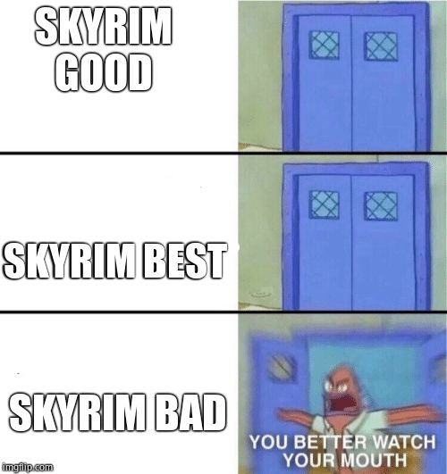 You better watch your mouth | SKYRIM GOOD SKYRIM BEST SKYRIM BAD | image tagged in you better watch your mouth | made w/ Imgflip meme maker