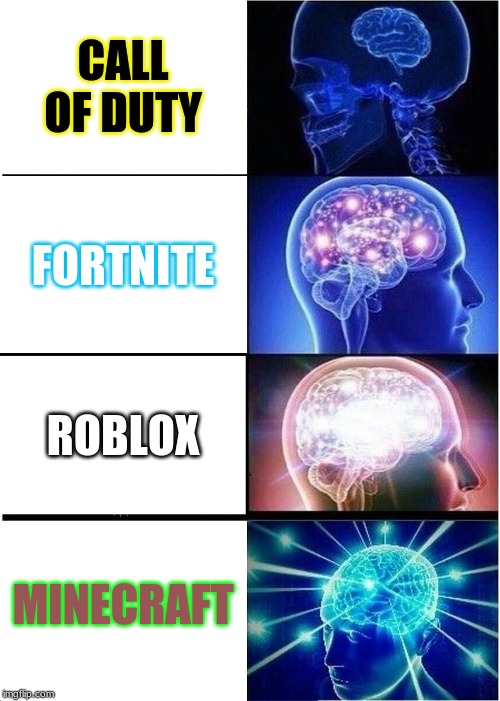 Expanding Brain Meme | CALL OF DUTY; FORTNITE; ROBLOX; MINECRAFT | image tagged in memes,expanding brain | made w/ Imgflip meme maker