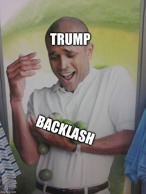 Why Can't I Hold All These Limes Meme | TRUMP; BACKLASH | image tagged in memes,why can't i hold all these limes | made w/ Imgflip meme maker