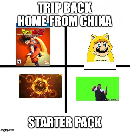 Blank Starter Pack | TRIP BACK HOME FROM CHINA; STARTER PACK | image tagged in memes,blank starter pack | made w/ Imgflip meme maker