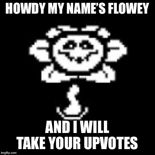 Flowey | HOWDY MY NAME’S FLOWEY; AND I WILL TAKE YOUR UPVOTES | image tagged in flowey | made w/ Imgflip meme maker