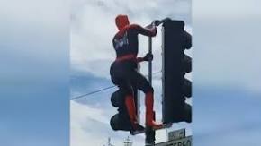 spiderman on a pole Blank Meme Template