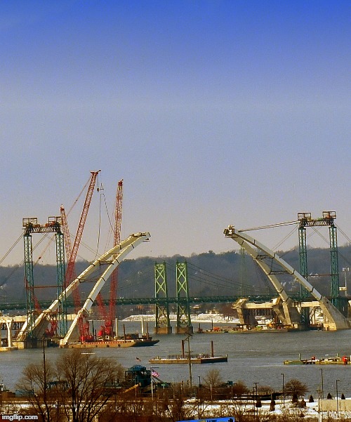 New I-74 bridge construction across the mississippi | image tagged in by kewlew,bridge | made w/ Imgflip meme maker
