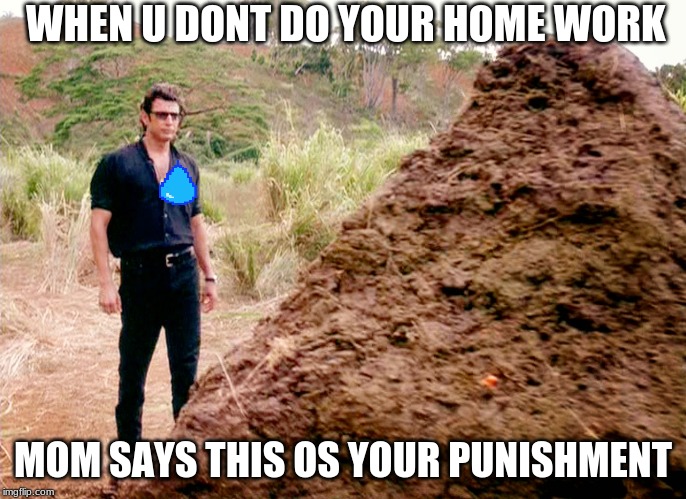 Jurrasic Park Shit | WHEN U DONT DO YOUR HOME WORK; MOM SAYS THIS OS YOUR PUNISHMENT | image tagged in jurrasic park shit | made w/ Imgflip meme maker