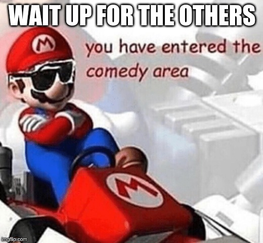 You have entered the comedy area | WAIT UP FOR THE OTHERS | image tagged in you have entered the comedy area | made w/ Imgflip meme maker