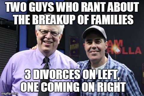 TWO GUYS WHO RANT ABOUT THE BREAKUP OF FAMILIES 3 DIVORCES ON LEFT, ONE COMING ON RIGHT | made w/ Imgflip meme maker