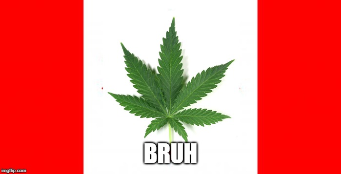 canada flag marijuana | BRUH | image tagged in canada flag meme | made w/ Imgflip meme maker