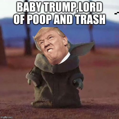 Baby Yoda | BABY TRUMP,LORD OF POOP AND TRASH | image tagged in baby yoda | made w/ Imgflip meme maker