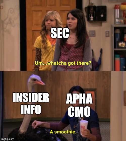 Whatcha Got There? | SEC; INSIDER INFO; APHA CMO | image tagged in whatcha got there | made w/ Imgflip meme maker