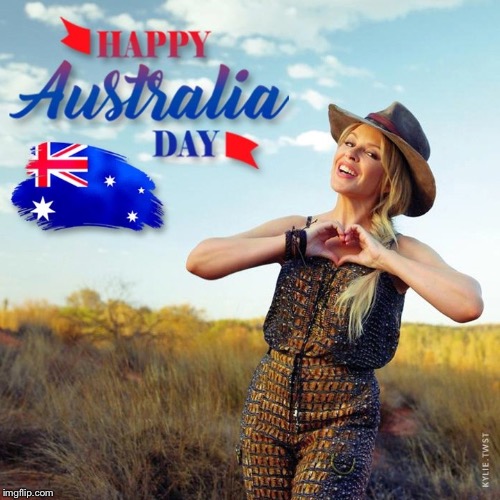 Australia Day was this past Sunday (1/26). Happy belated. Our hearts break for everyone affected by the fires. | image tagged in kylie australia day,australia,australians,wildfires,forest fire,heart | made w/ Imgflip meme maker