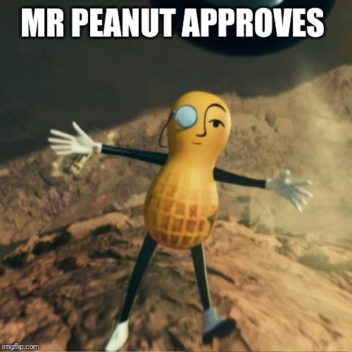 Mr Peanut's death | MR PEANUT APPROVES | image tagged in mr peanut's death | made w/ Imgflip meme maker