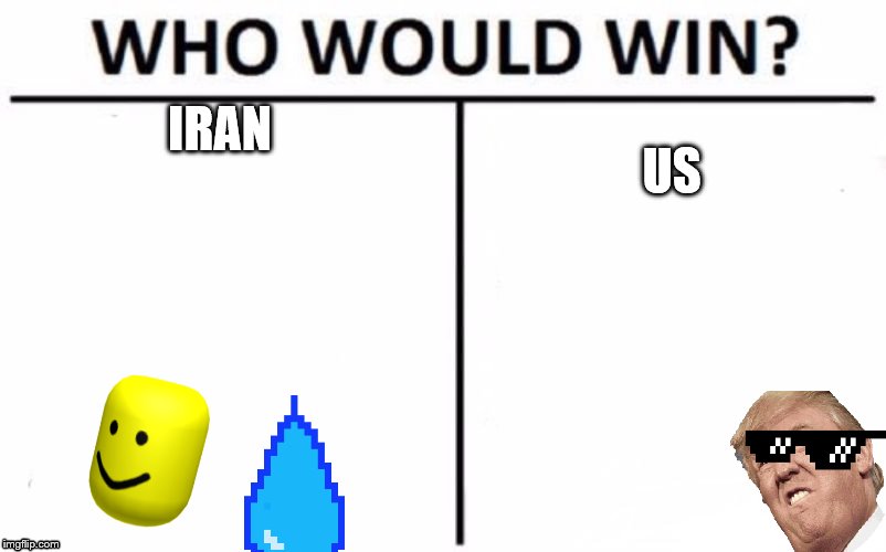 Who Would Win? Meme | IRAN; US | image tagged in memes,who would win | made w/ Imgflip meme maker
