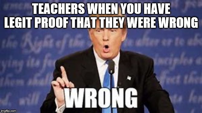 TEACHERS WHEN YOU HAVE LEGIT PROOF THAT THEY WERE WRONG | image tagged in funny | made w/ Imgflip meme maker