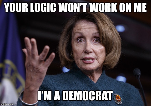 Good old Nancy Pelosi | YOUR LOGIC WON’T WORK ON ME I’M A DEMOCRAT | image tagged in good old nancy pelosi | made w/ Imgflip meme maker