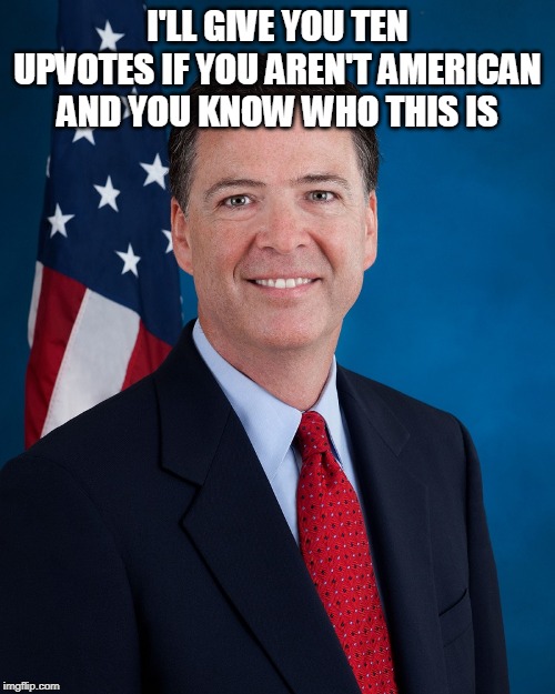 James Comey | I'LL GIVE YOU TEN UPVOTES IF YOU AREN'T AMERICAN AND YOU KNOW WHO THIS IS | image tagged in james comey | made w/ Imgflip meme maker