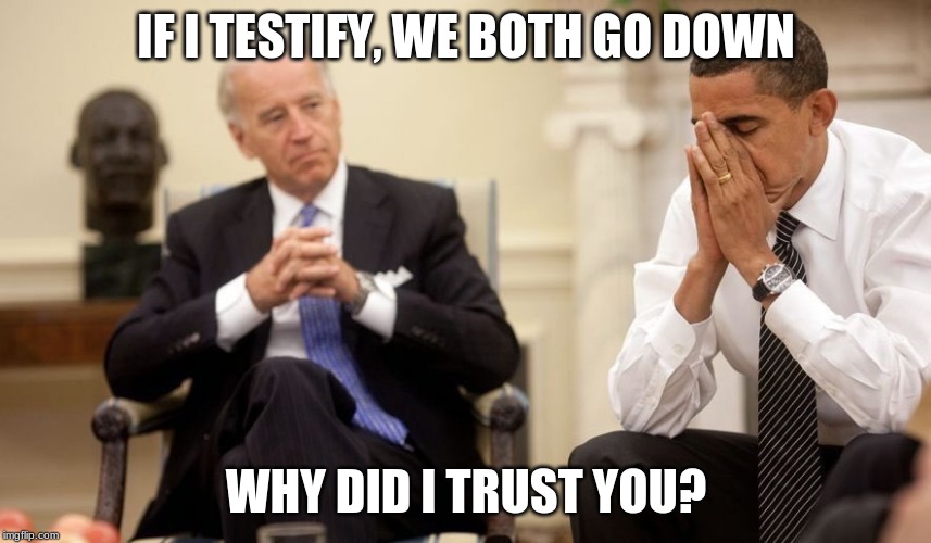 Everyone needs to be careful who they trust | IF I TESTIFY, WE BOTH GO DOWN; WHY DID I TRUST YOU? | image tagged in biden obama,trust no one,biden is a criminal,abuse of power,testify,bribes | made w/ Imgflip meme maker