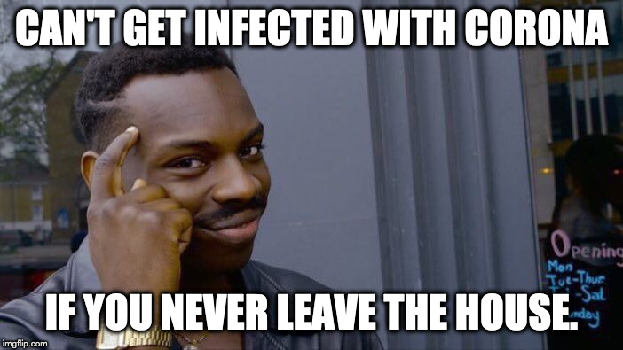 Roll Safe Think About It | CAN'T GET INFECTED WITH CORONA; IF YOU NEVER LEAVE THE HOUSE. | image tagged in memes,roll safe think about it,AdviceAnimals | made w/ Imgflip meme maker