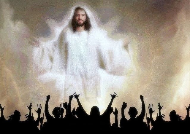 High Quality GLORIOUS JESUS AND CROWD Blank Meme Template