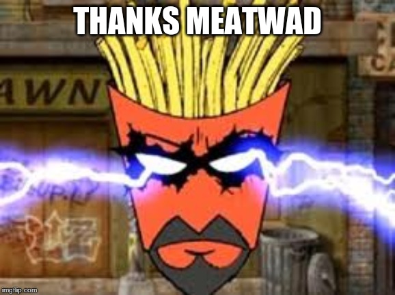 Frylock lightning eyes | THANKS MEATWAD | image tagged in frylock lightning eyes | made w/ Imgflip meme maker