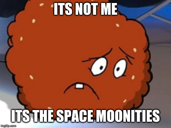 Meatwad | ITS NOT ME ITS THE SPACE MOONITIES | image tagged in meatwad | made w/ Imgflip meme maker