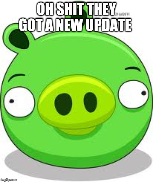 Angry Birds Pig Meme | OH SHIT THEY GOT A NEW UPDATE | image tagged in memes,angry birds pig | made w/ Imgflip meme maker