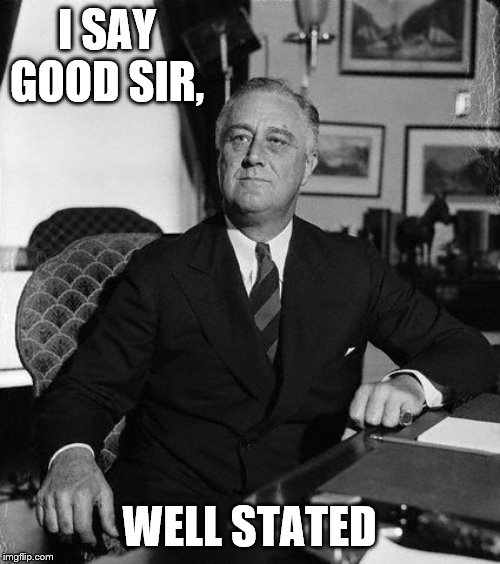 FdR | I SAY GOOD SIR, WELL STATED | image tagged in fdr | made w/ Imgflip meme maker