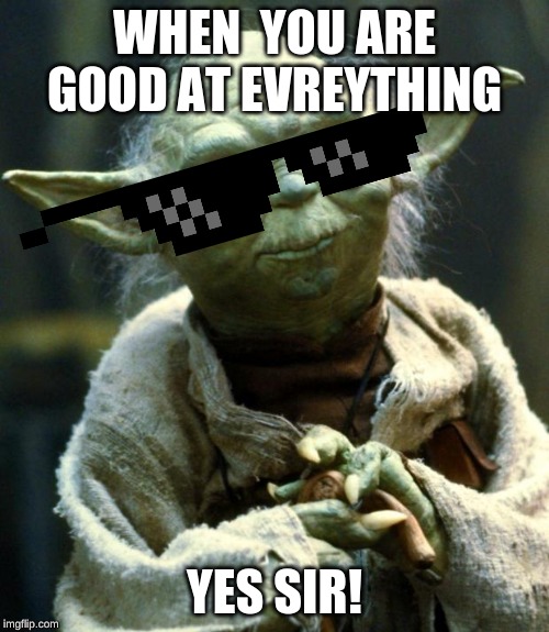 Star Wars Yoda | WHEN  YOU ARE GOOD AT EVREYTHING; YES SIR! | image tagged in memes,star wars yoda | made w/ Imgflip meme maker