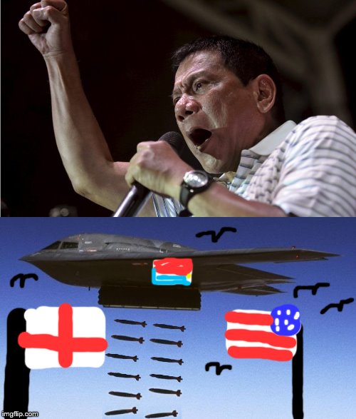 DUTERTE BOMBS Trump | image tagged in duterte gets bombed | made w/ Imgflip meme maker