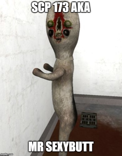 SCP-173 is looking your way | SCP 173 AKA MR SEXYBUTT | image tagged in scp-173 is looking your way faggot | made w/ Imgflip meme maker