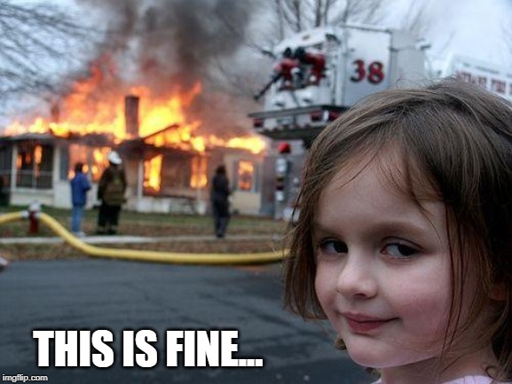 Disaster Girl | THIS IS FINE... | image tagged in memes,disaster girl | made w/ Imgflip meme maker