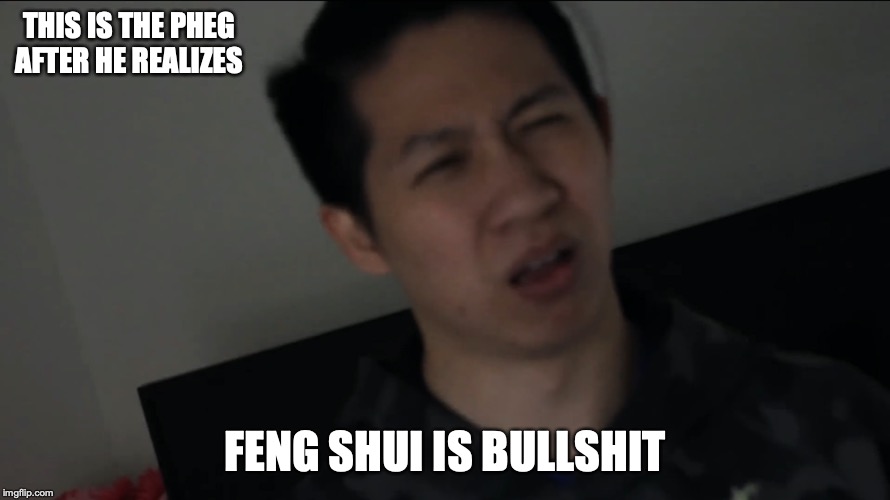 Surprised Pheg | THIS IS THE PHEG AFTER HE REALIZES; FENG SHUI IS BULLSHIT | image tagged in mychonny,youtube,memes,feng shui | made w/ Imgflip meme maker