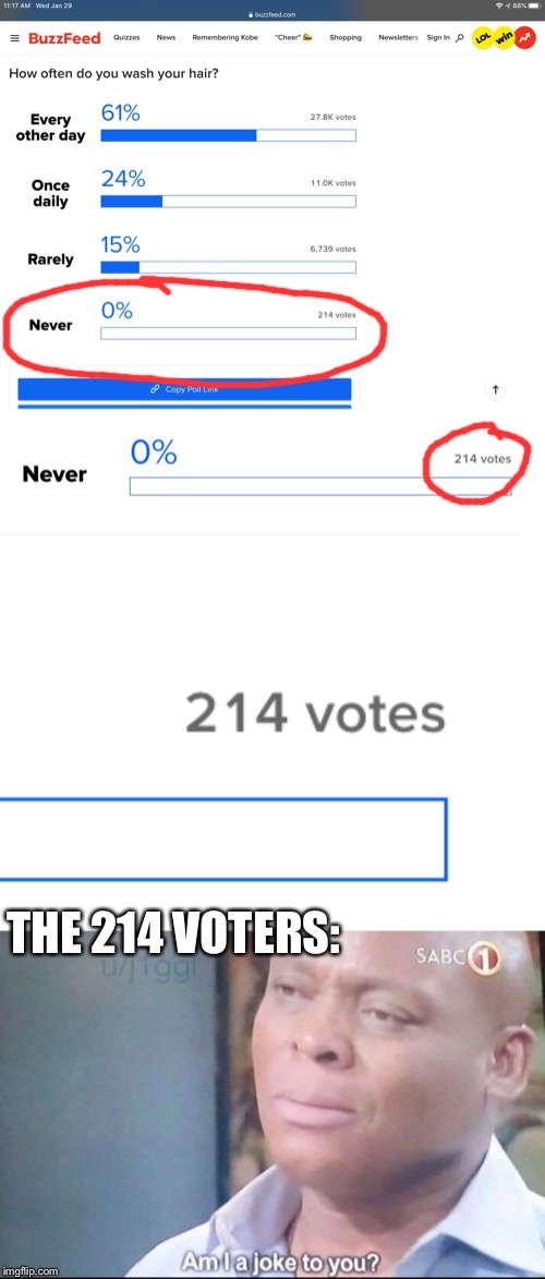  THE 214 VOTERS: | image tagged in am i a joke to you,buzzfeed | made w/ Imgflip meme maker