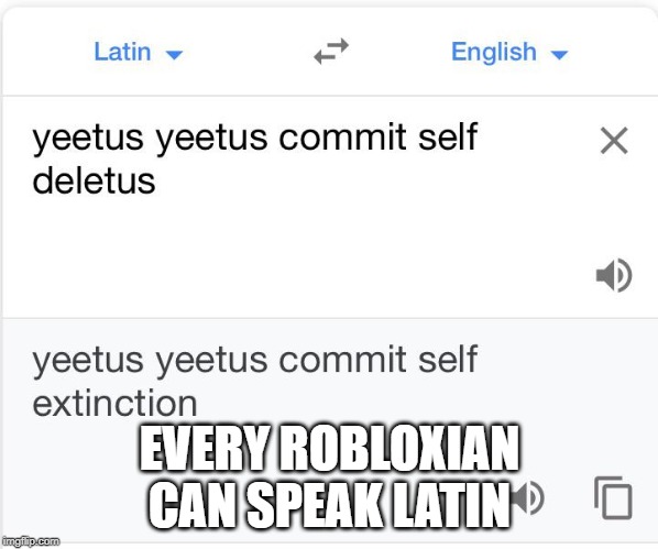 Roblox Meme Saying In Google Translate Imgflip