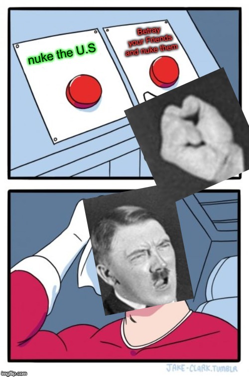 Hitler | image tagged in memes,funny,hitler,nuke,two buttons | made w/ Imgflip meme maker