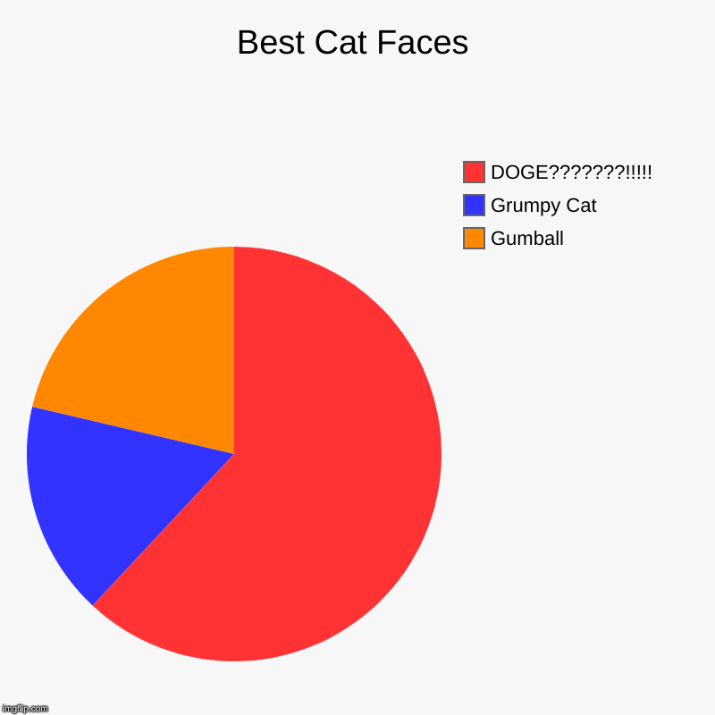Best Cat Faces | Gumball, Grumpy Cat, DOGE???????!!!!! | image tagged in charts,pie charts | made w/ Imgflip chart maker